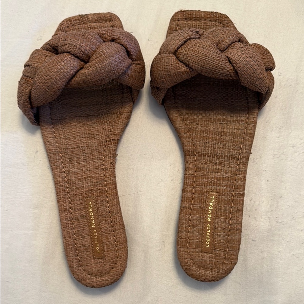 COPY - Loeffler Randall Brown Sandals with Crisscross Straps